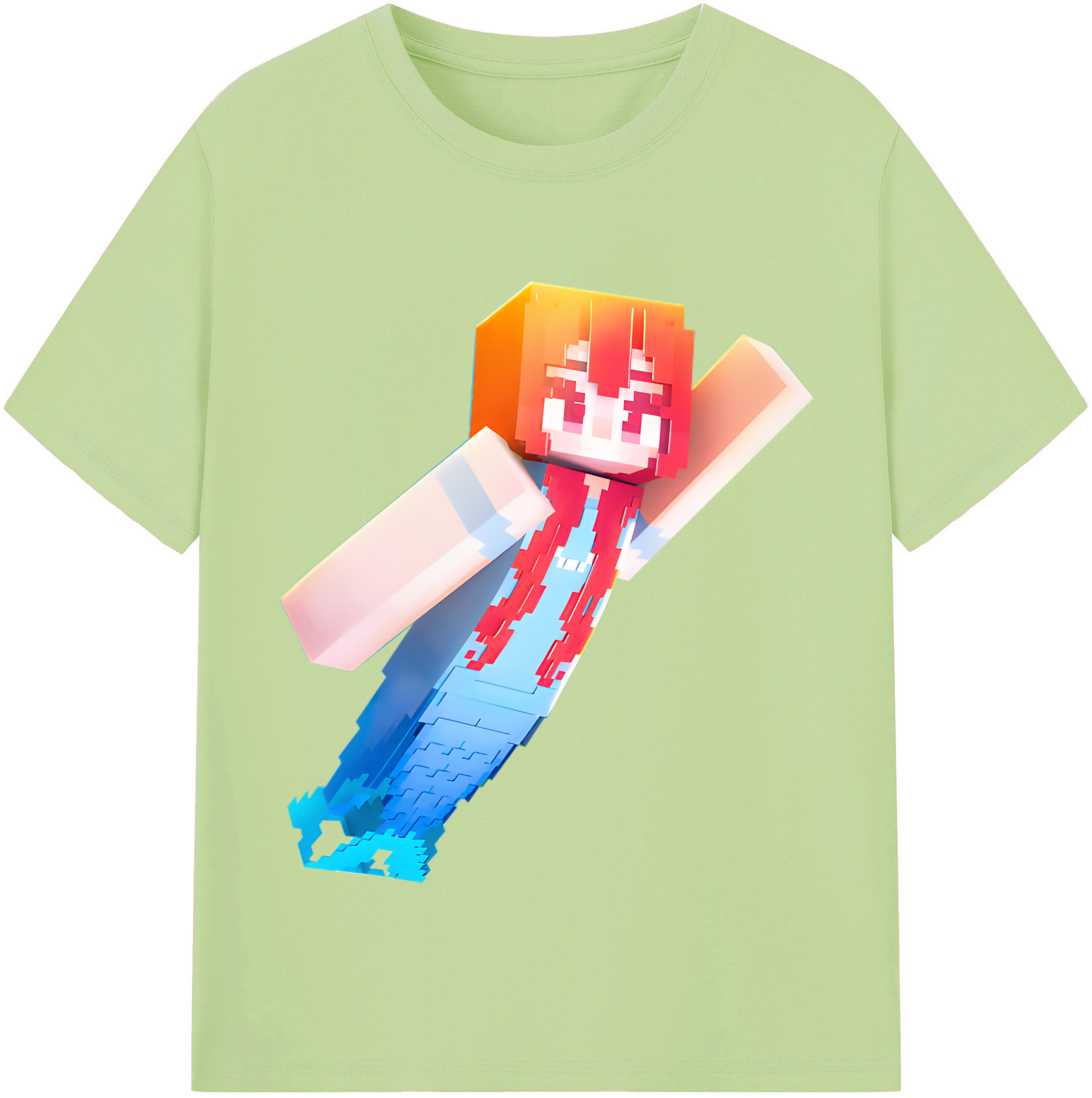 （画像用） マインクラフト ブロックの世界 Minecraft MC Block world 綿100％半袖Tシャツ（フロントプリント）